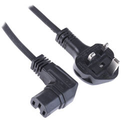 UK Plug to Right Angled C15 Mains Power Lead