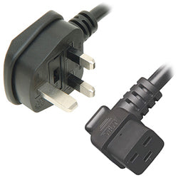 UK Plug to Right Angled C19 Mains Power Lead