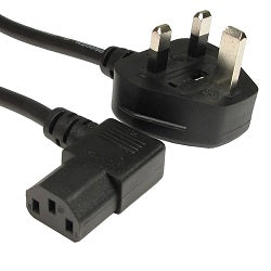 5A UK Plug to Right Angled C13 Mains Power Lead (1.0mm2)