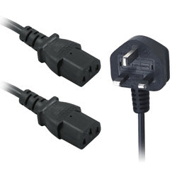 UK Plug to 2 x C13 Mains Y Splitter Cable