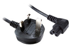 UK Plug to Right Angled C5 Cloverleaf Cable