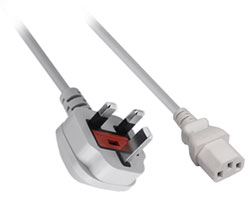 5A UK Plug to C13 Mains Power Lead