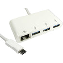 15cm Leaded USB TYPE C (M) TO 3x USB3.0 Hub With Gigabit RJ45 - CommsOnline