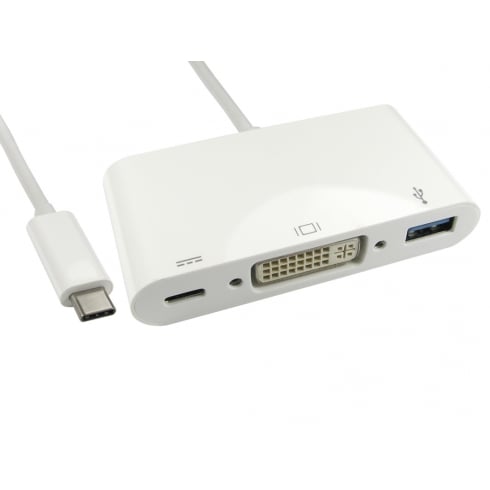 15cm Leaded USB Type-C to DVI & USB Adapter with PD Function - CommsOnline