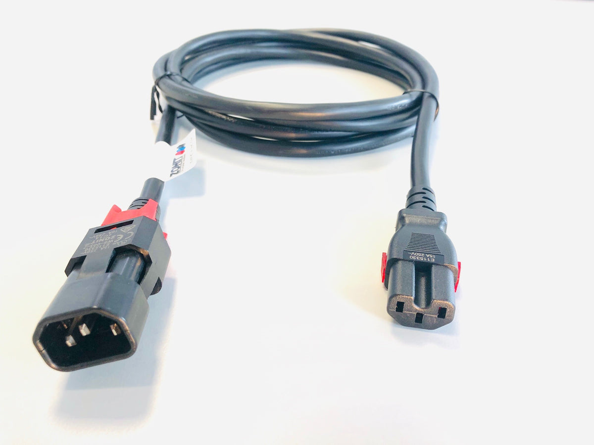 IEC 320 Dual Locking Cable C14-C15 - Black - CommsOnline