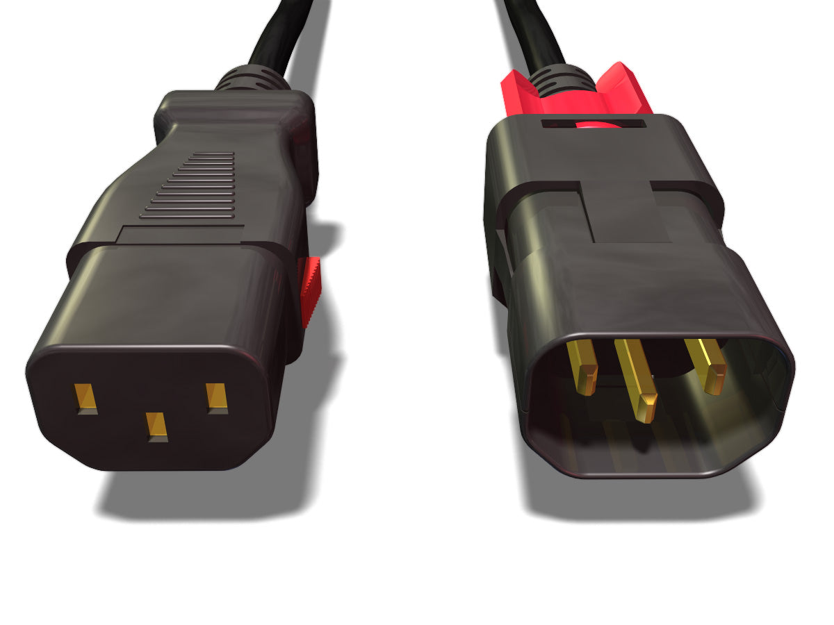 IEC 320 Dual Locking Cable C14-C15 - Black - CommsOnline