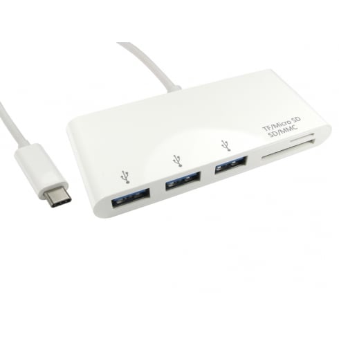 USB Type-C to 3 Port USB Hub & Card Reader - CommsOnline