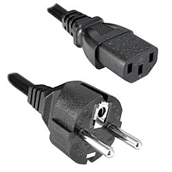 Straight Euro Schuko Plug to C13 Mains Power Lead