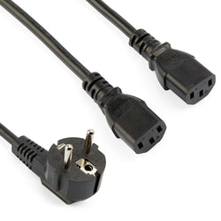 Euro Schuko Plug to 2 x C13 Mains Y Splitter Cable
