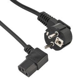 Euro Schuko Plug to Right Angled C13 Mains Power Lead