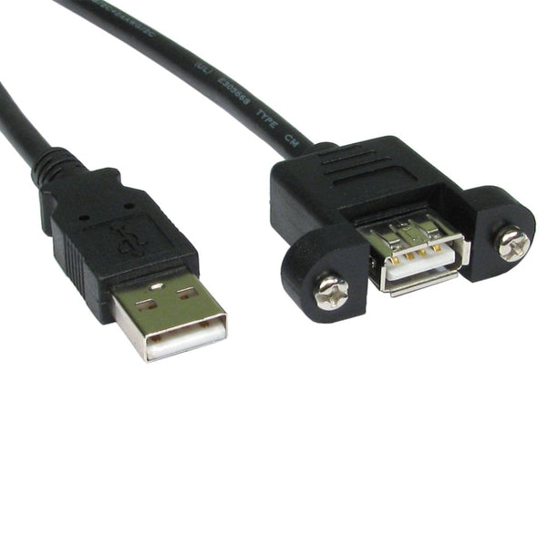 USB 2.0 Type A Male to Type A Female Panel Mount Cable