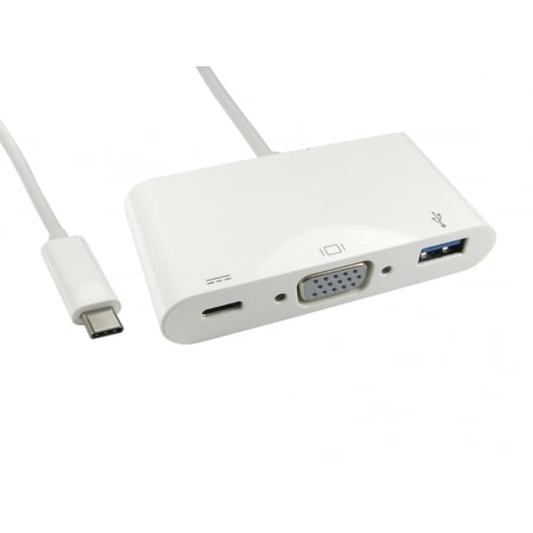 15cm Leaded USB Type C to VGA & USB Adapter with PD Function - CommsOnline