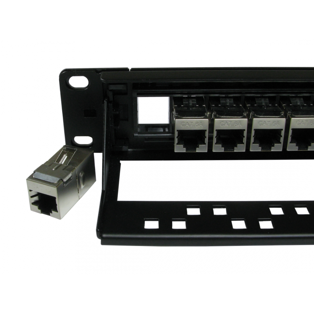 24 Port STP Cat6A Patch Panel - In-line coupler - CommsOnline