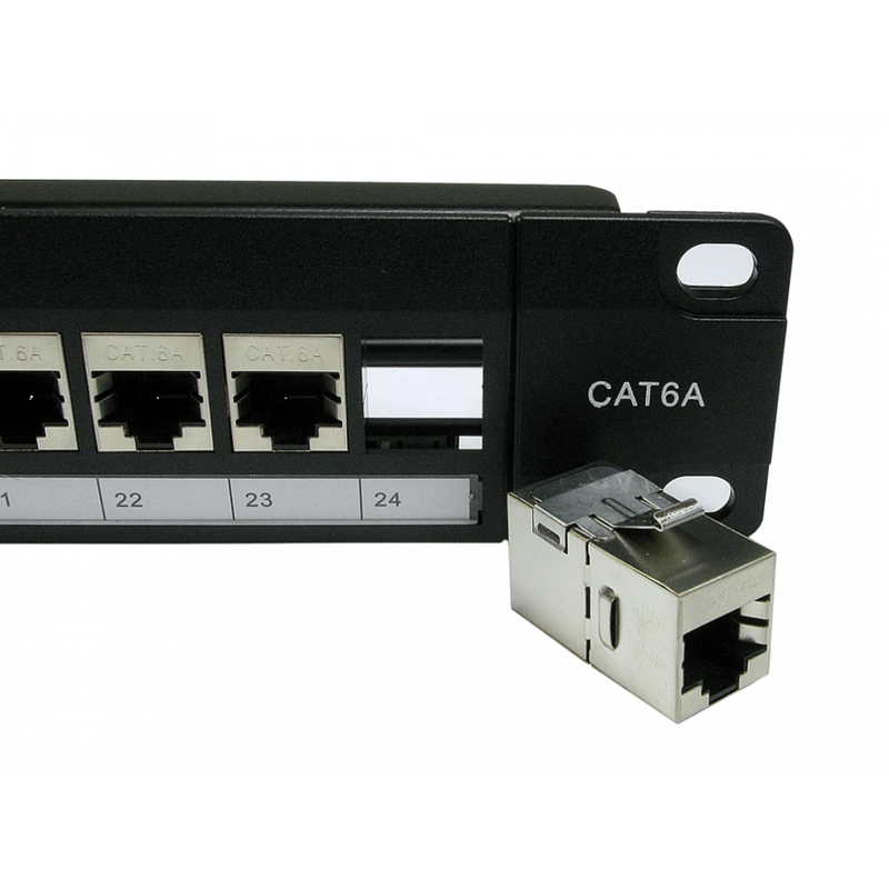 24 Port STP Cat6A Patch Panel - In-line coupler - CommsOnline