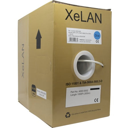 XeLAN CAT6 UTP 4 Pair Cable Dca – Box of 305m - White - CommsOnline